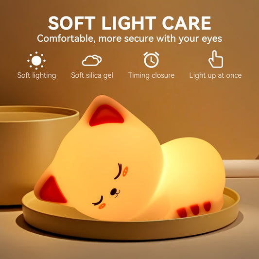 Milo Sovande Katten Sömnlampa - Dimbar RGB Touchlampa med Timer