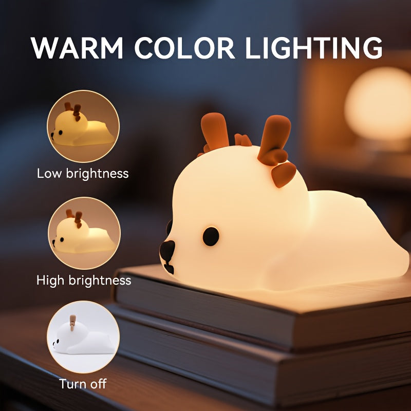 Dasher the Deer Nattlampa - Dimbar LED-Lampa i Mjuk Silikon