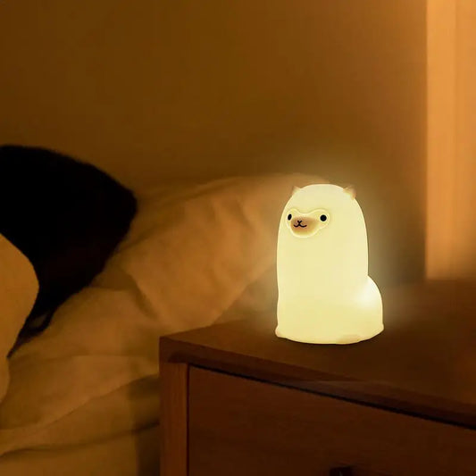 Alfie the Alpaca! RGB Nattlampa i Silikon med Touchkontroll