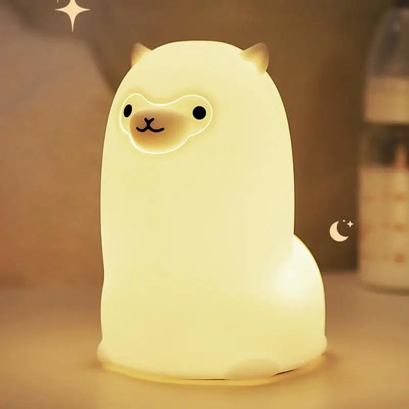 Alfie the Alpaca! RGB Nattlampa i Silikon med Touchkontroll