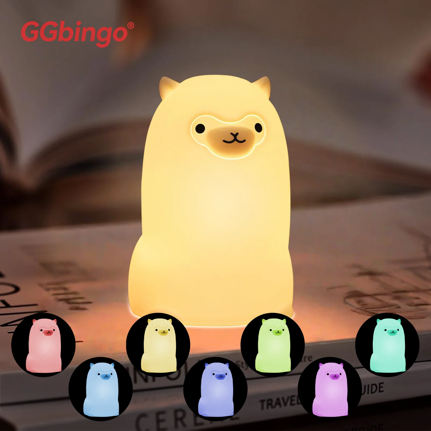 Alfie the Alpaca! RGB Nattlampa i Silikon med Touchkontroll