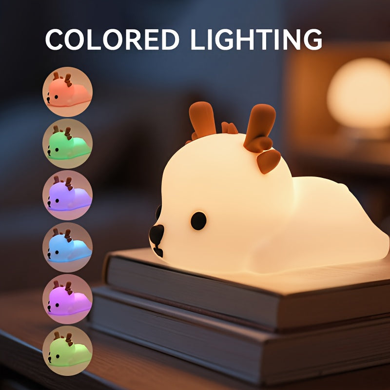 Dasher the Deer Nattlampa - Dimbar LED-Lampa i Mjuk Silikon