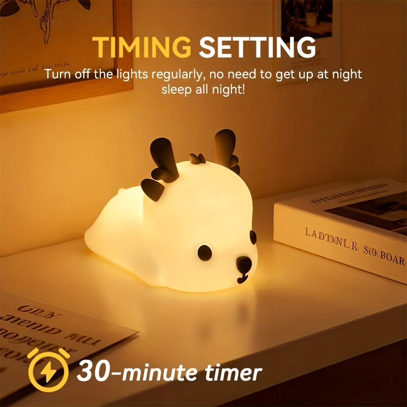 Dasher the Deer Nattlampa - Dimbar LED-Lampa i Mjuk Silikon