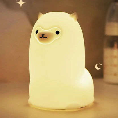 Alfie the Alpaca! RGB Nattlampa i Silikon med Touchkontroll