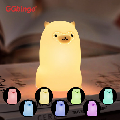 Alfie the Alpaca! RGB Nattlampa i Silikon med Touchkontroll
